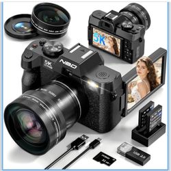 True 5K 64MP Digital Camera for Photography(Black)