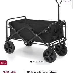 Folding Beach Utility Wagon Cart Patio Outdoor All Terrain Camping Storage Trolley