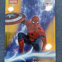 2025 Topps Chrome Marvel Studios Spider-Man #61 Gold Wave Refractor /50 (02/50) – Captain America Civil War
