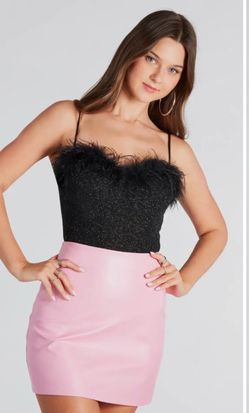 Black Glitter feather body suit
