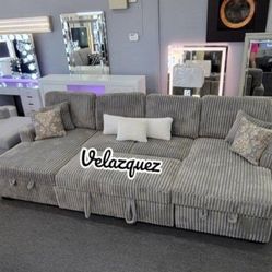 ✅️✅️4-Piece Convertible Sectional
Sleeper Sofa, Chaise Storage, Sofa Storage & USB Port✅️✅️