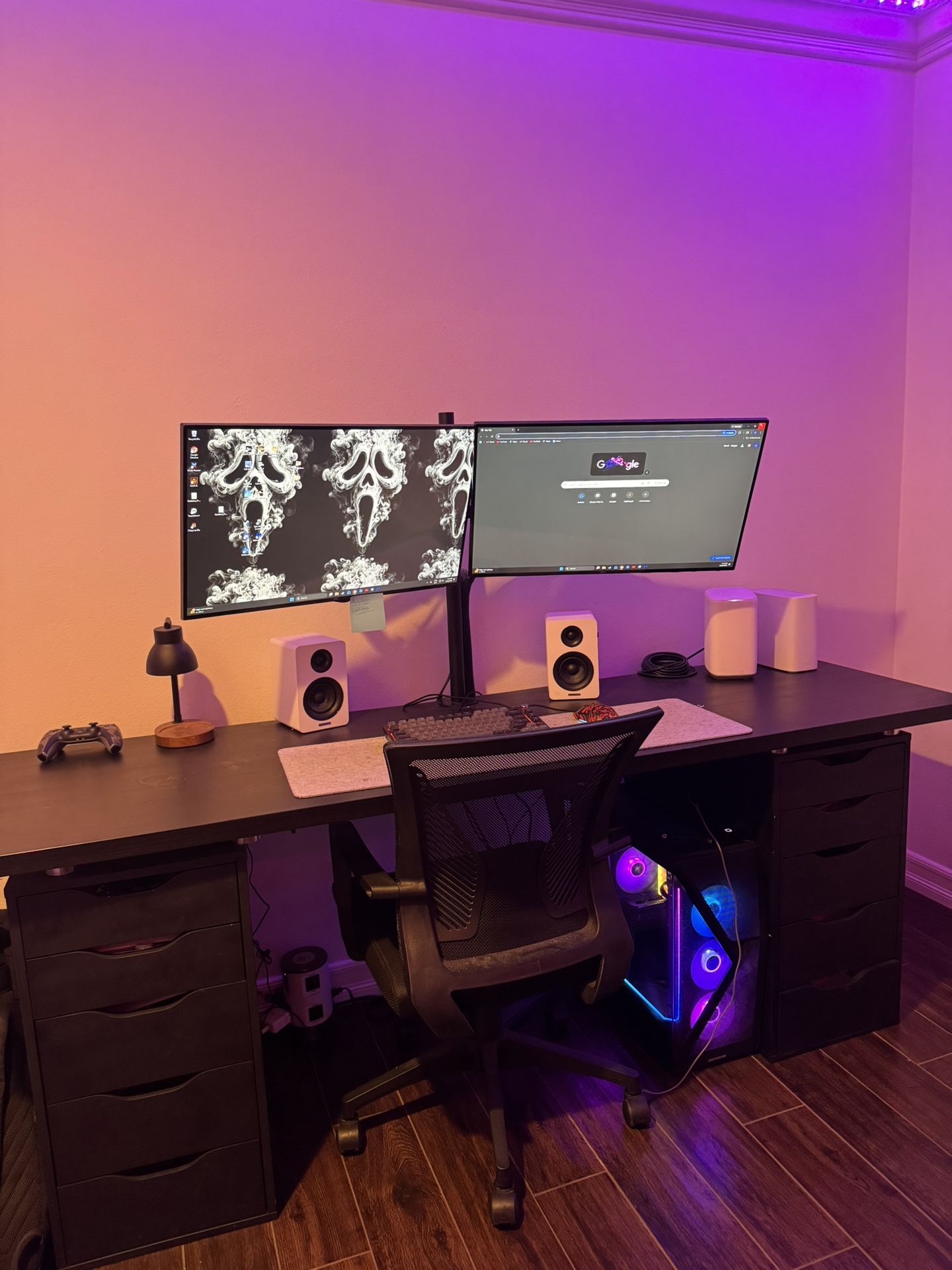 Computer Desk, And Monitors