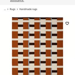 IKEA STOCKHOLM 2025 Rug Flateoven 5’7”x7’10” White, Brown, Light Blue Handwoven