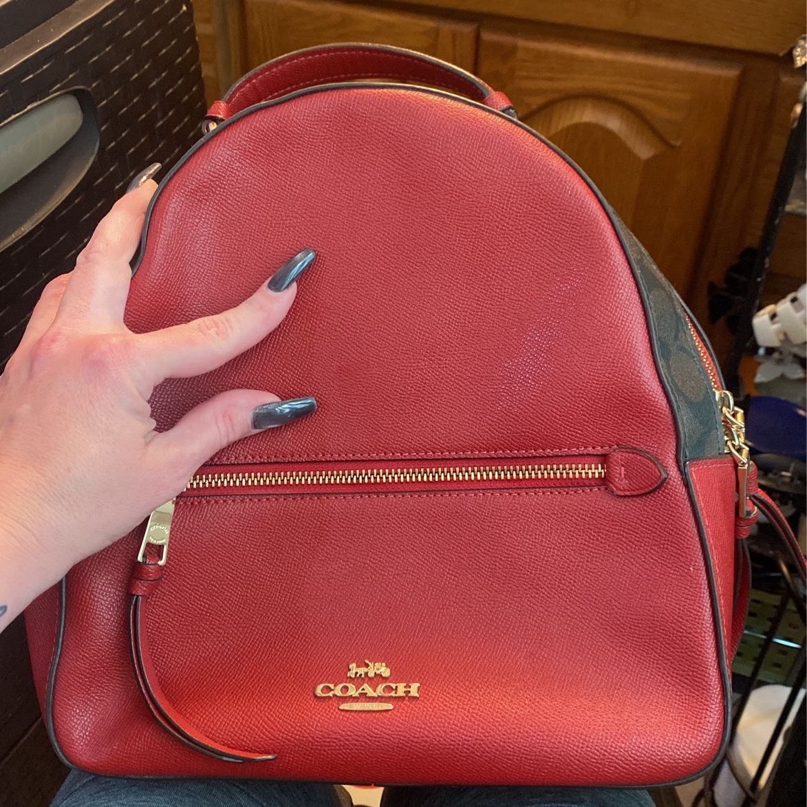 Coach Brown & Red Backpack Purse
