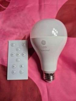 GE LED SPEAKER LIGHTBULB WITH REMOTE SCREWS ON LIKE REGULAR LIGHT BULB