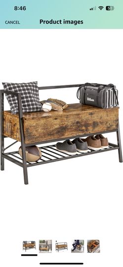 Rustic Brown Shoe Rack Bench With Storage Box