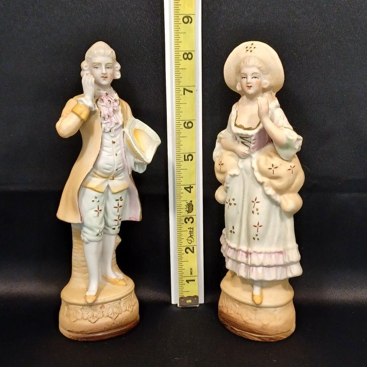 Vtg Bisque Victorian Couple Figurines