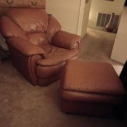 Leather Chair & Ottoman 