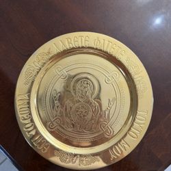 Orthodox Style Liturgical Paten with Pedestal – Gold Plated