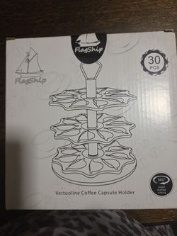 FlagShip Carrusel Portacápsulas de Café de 3 Niveles para Cápsulas Vertuo de Metal Instalación Fácil Pequeño para Soporte de Cápsulas Vertuo (Capacida