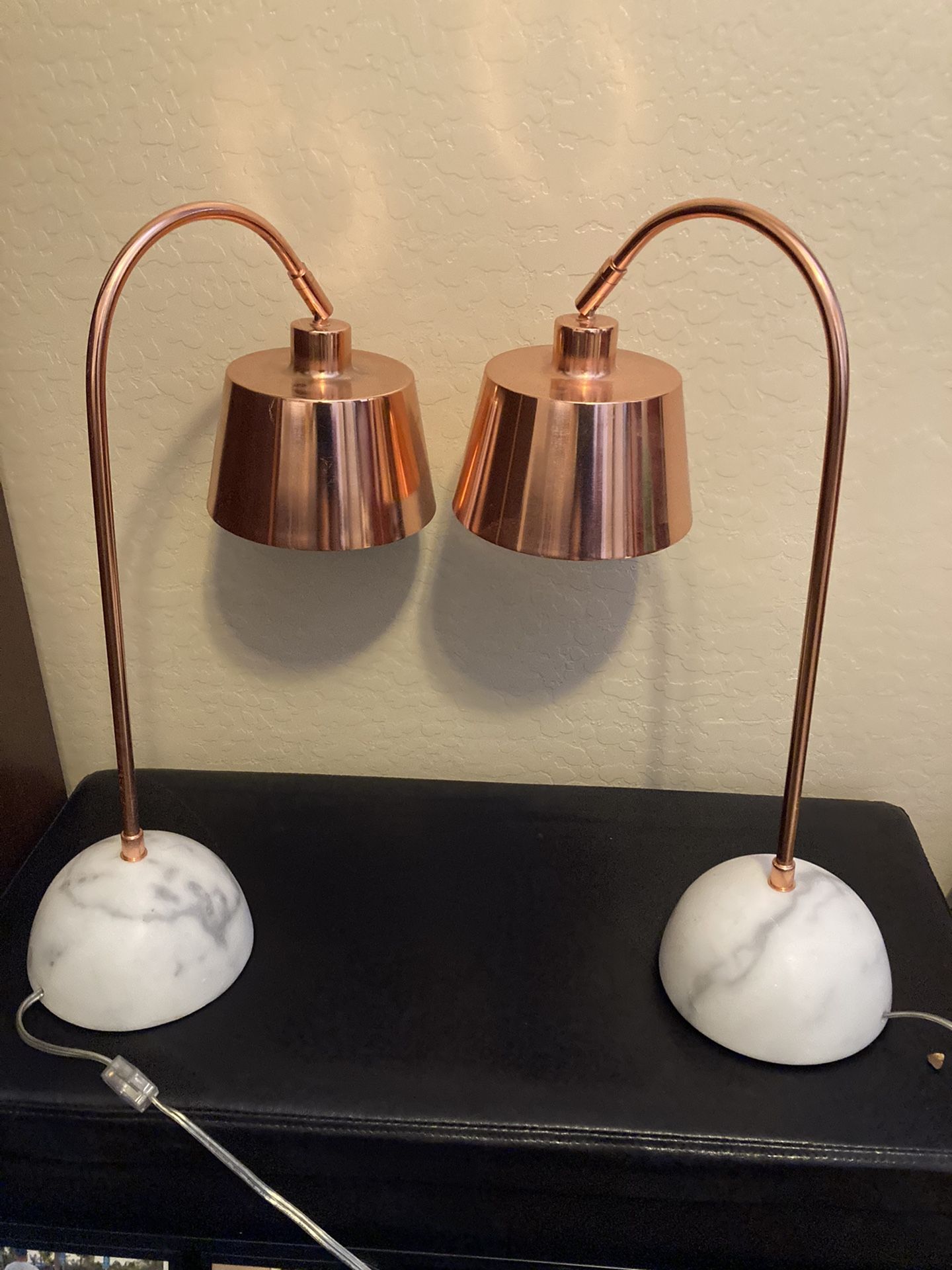 2-Rose and Marble Base Lamps