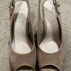 Brand New in Box, UGG  Slingback Heels, “Chestnut” Leather , Size 9