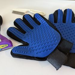 Pet Hair Remover Gloves And FURminator Tool