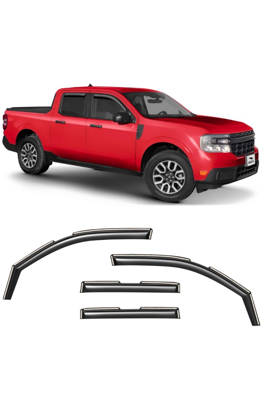 Voron Glass in-Channel Extra Durable Rain Guards for Ford Maverick 2022-2025, Window Deflectors, Vent Window Visors, 4 Pieces - 200587