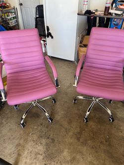Pink Leather Office Chairs – Set of 2 $100