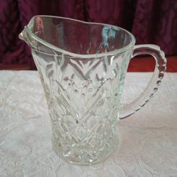 Anchor Hocking Cut Glass Creamer Pitcher 