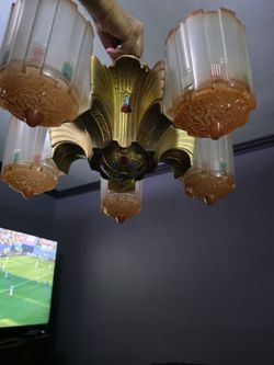 Antique art deco slips shade lamp