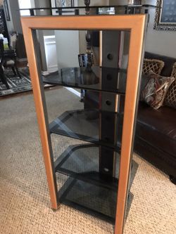 5 Tier Glass & Wood Entertainment Stand