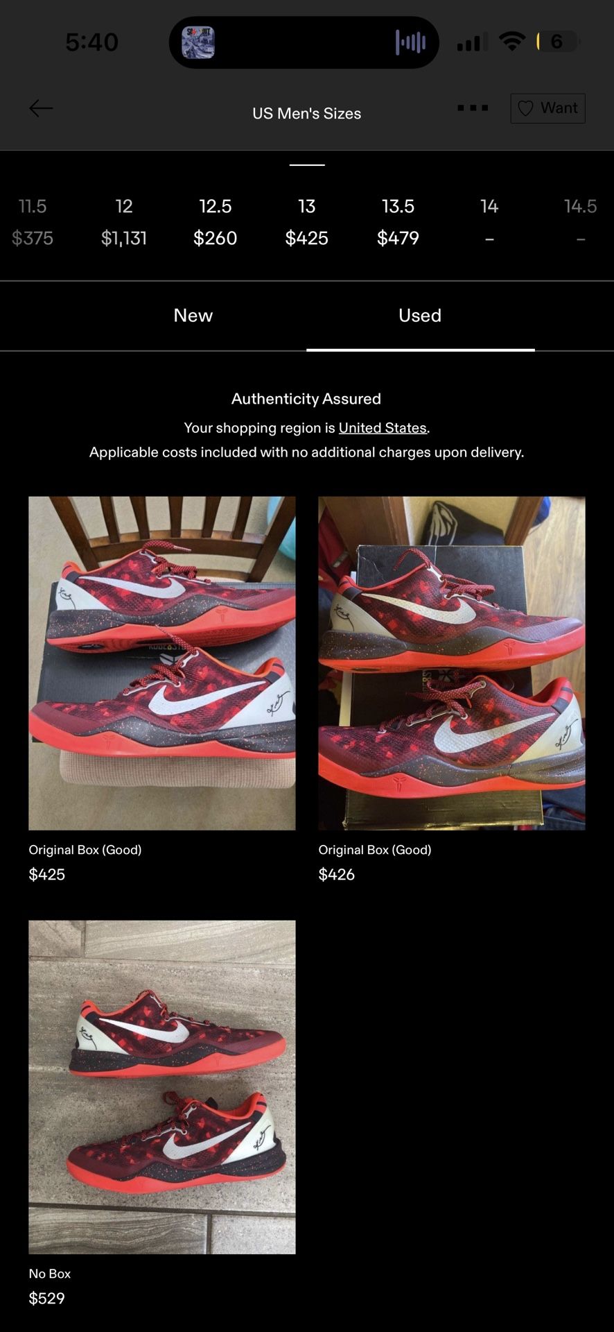 Kobe 8 Year Of The Snake Port Wine Size 13 Runs Like A 12