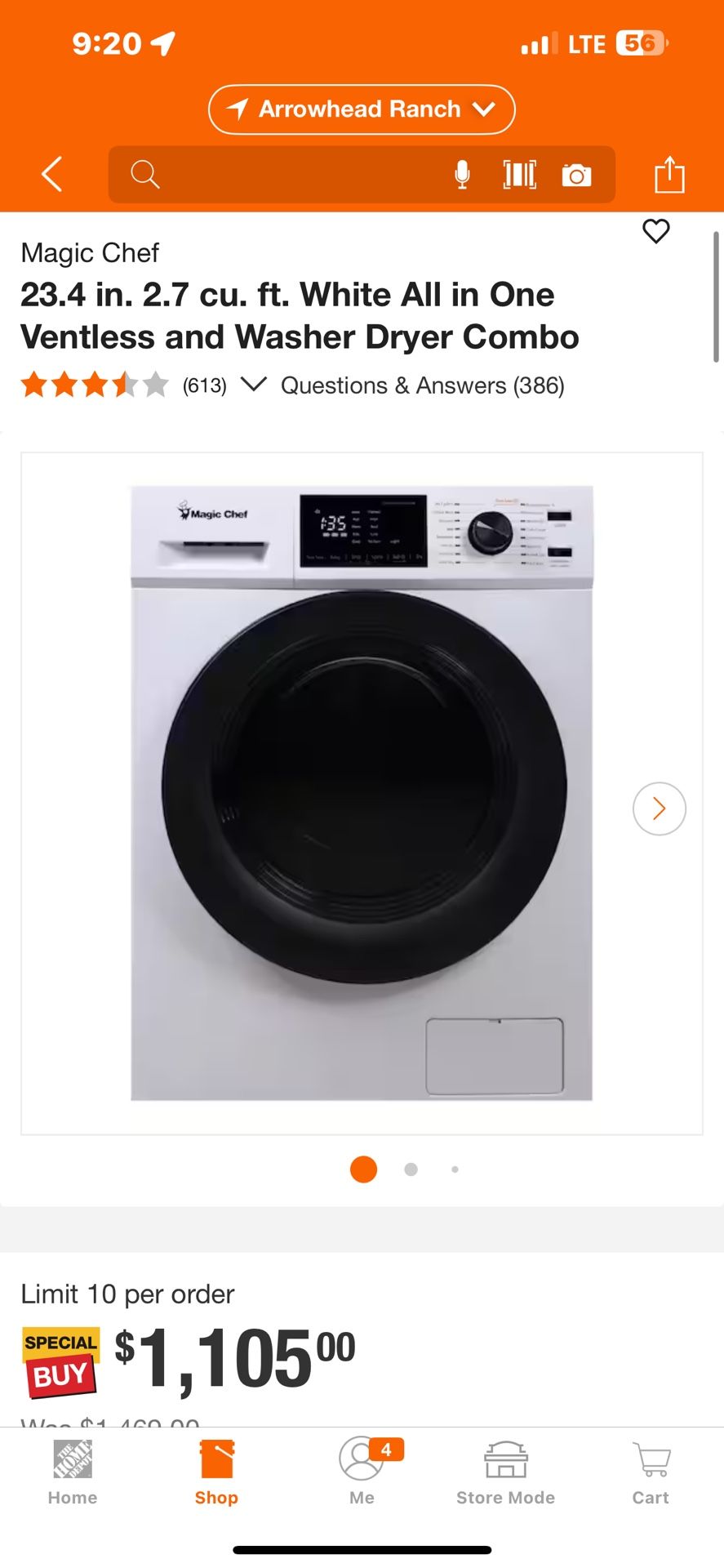 Magic Chef 23.4 in. 2.7 cu. ft. White All in One Ventless and Washer Dryer Combo