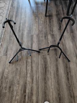 Guitar Stands Black Metal Tripod Base Pair