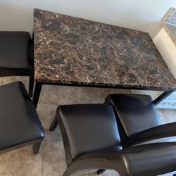 4 Person Dining Table Set Leather Seats 