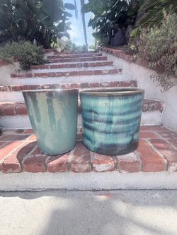 Two beautiful glazed planters
