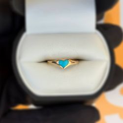 Jewelry 14k solid yellow gold Tiffany color heart ring size 5.75