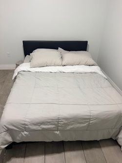 Moving sale! Bed Frame with Dark Upholstered Headboard