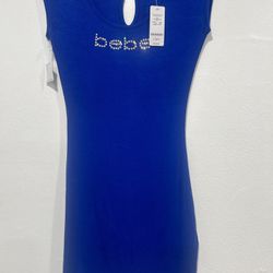 NWT Bebe Logo Royal Blue Tank Dress   Size XS
