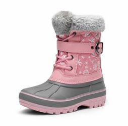 Kids Pink Snow Boot with Faux Fur Collar