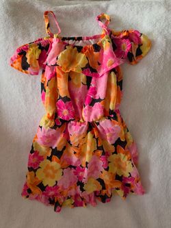 PLACE Girls Floral Off Shoulder Romper 5/6