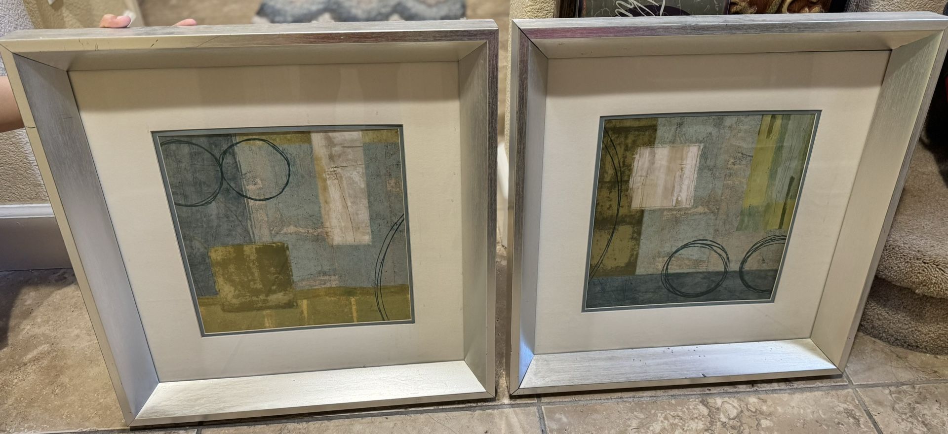 Framed Silver Abstract Wall Art - Set Of Two