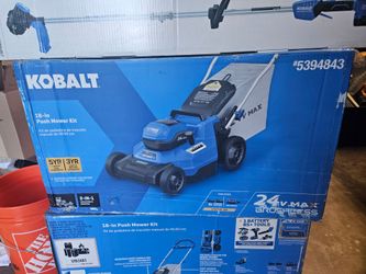 (New In Box) Kobalt 24-volt, 16 inch Cordless Battery Operated Mower with (2) 4 Ah Batteries
