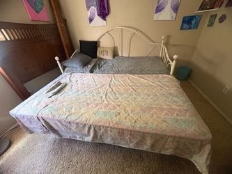 Antique white daybed with trundle and two mattresses