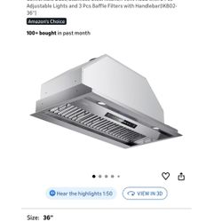 36” Cabinet inset Range Hood