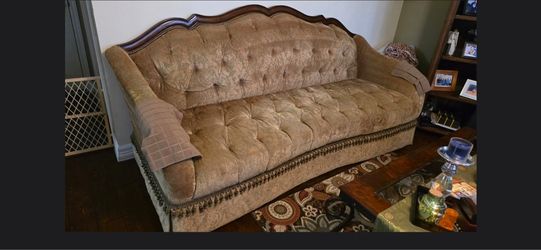 Victorian Style Tufted Sofas with Wood Frame