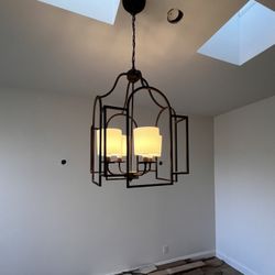 Metal Square 4 Light Ceiling Chandelier