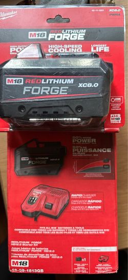 Milwaukee M18 18-Volt Lithium-Ion REDLITHIUM FORGE Starter Kit w/ 8. 0Ah & 12. 0Ah Battery and Rapid Charger