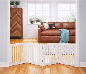 🐾 24" Freestanding 4 Panel Pet Gate, White