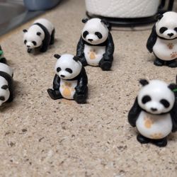[8pcs] 8 Cute Panda Miniatures, Desk Decorations, Plant Decor, Perfect Gift!(2~2.5inches tall)