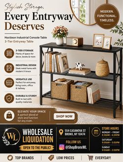 Hoctieon Industrial 3-Tier Console Table