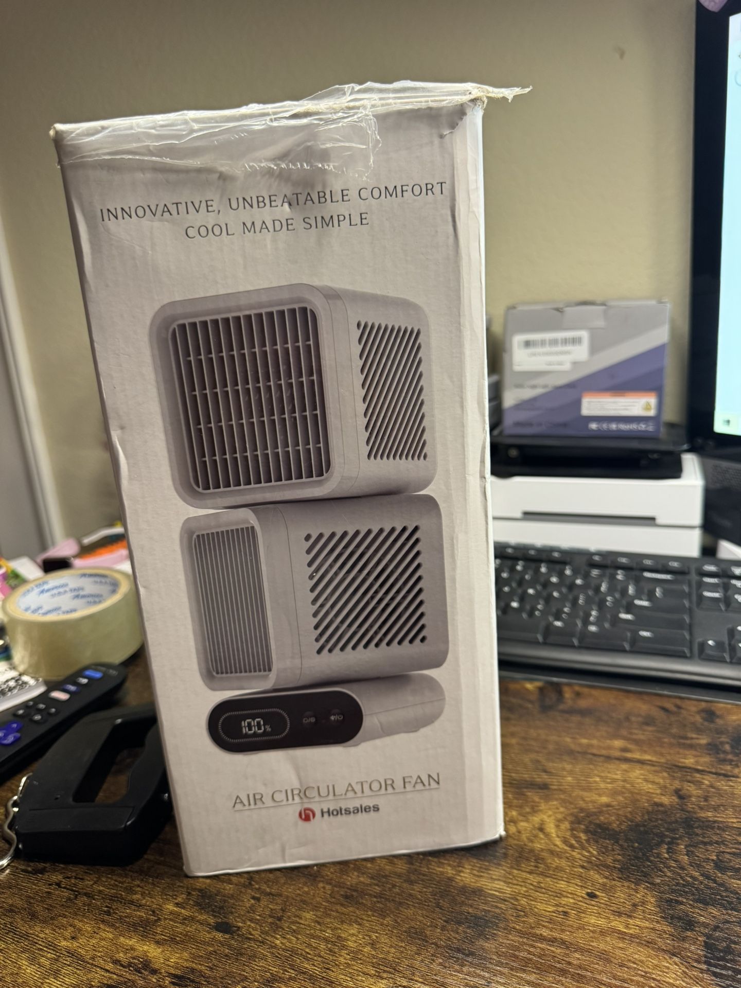 Hotsales Desk Fan, 11-Inch Table Fan for Bedroom, 6 Speeds, Digital Display, Dual Heads 6000mAh Battery USB Fans, 360° Rotating, 120° Auto Oscillating