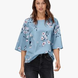 ellos Women's Relaxed Wide Sleeve Blouse