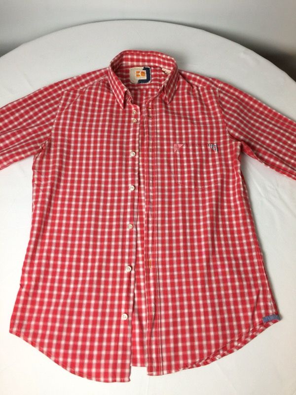 Men’s vintage Hugo boss orange plaid dress shirt
