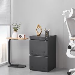 2 Drawer File Cabinets for Home Office, Vertical File Cabinet with Lock, Printer Stand, Office Storage Cabinet for A4/Letter/Legal Size, Under Desk Fi