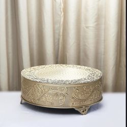 Metal Round Cake Pedestal Stand 14" Gold