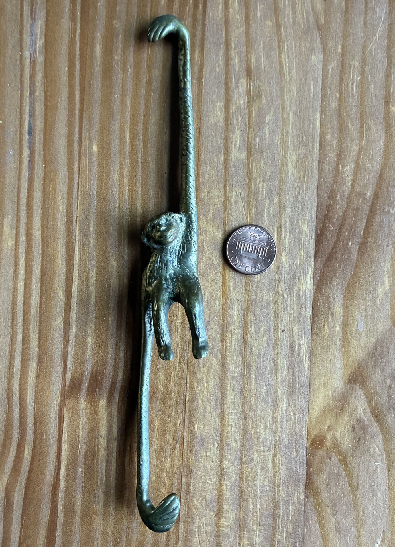 Solid Brass Hanging Monkey S-shaped Hook