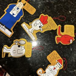 Vintage Wood Dilbert Christmas Ornaments