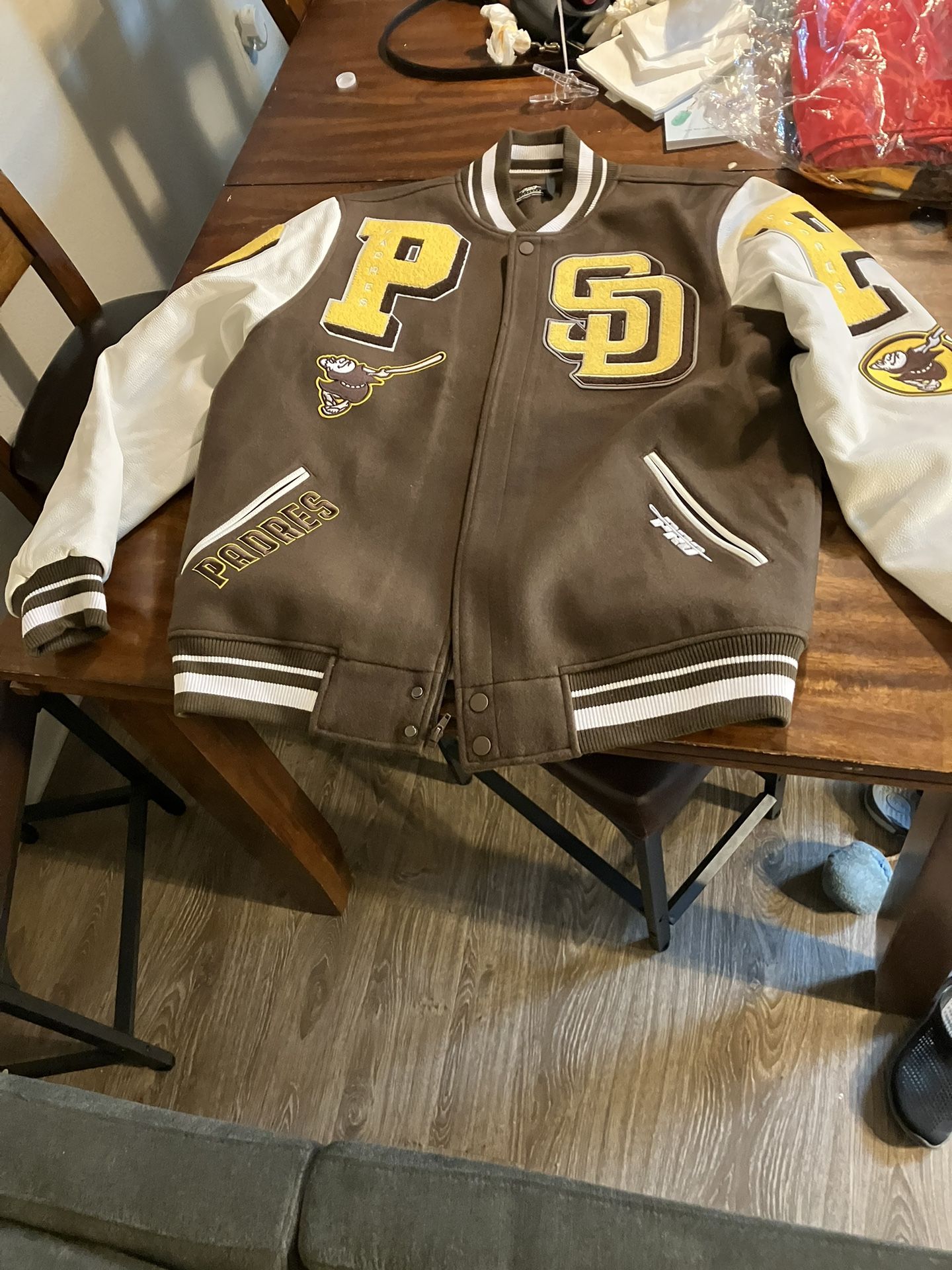 Pro Standard San Diego Padres Mashup Brown and White Varsity Jacket - Size XL